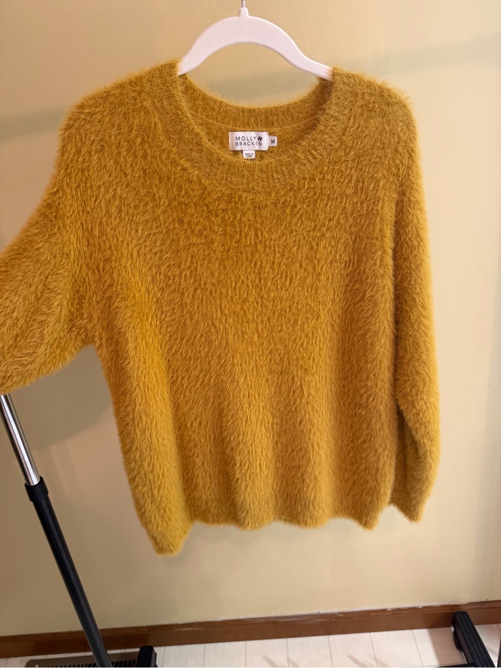 Molly Bracken Fuzzy Crewneck Sweater in Mustard